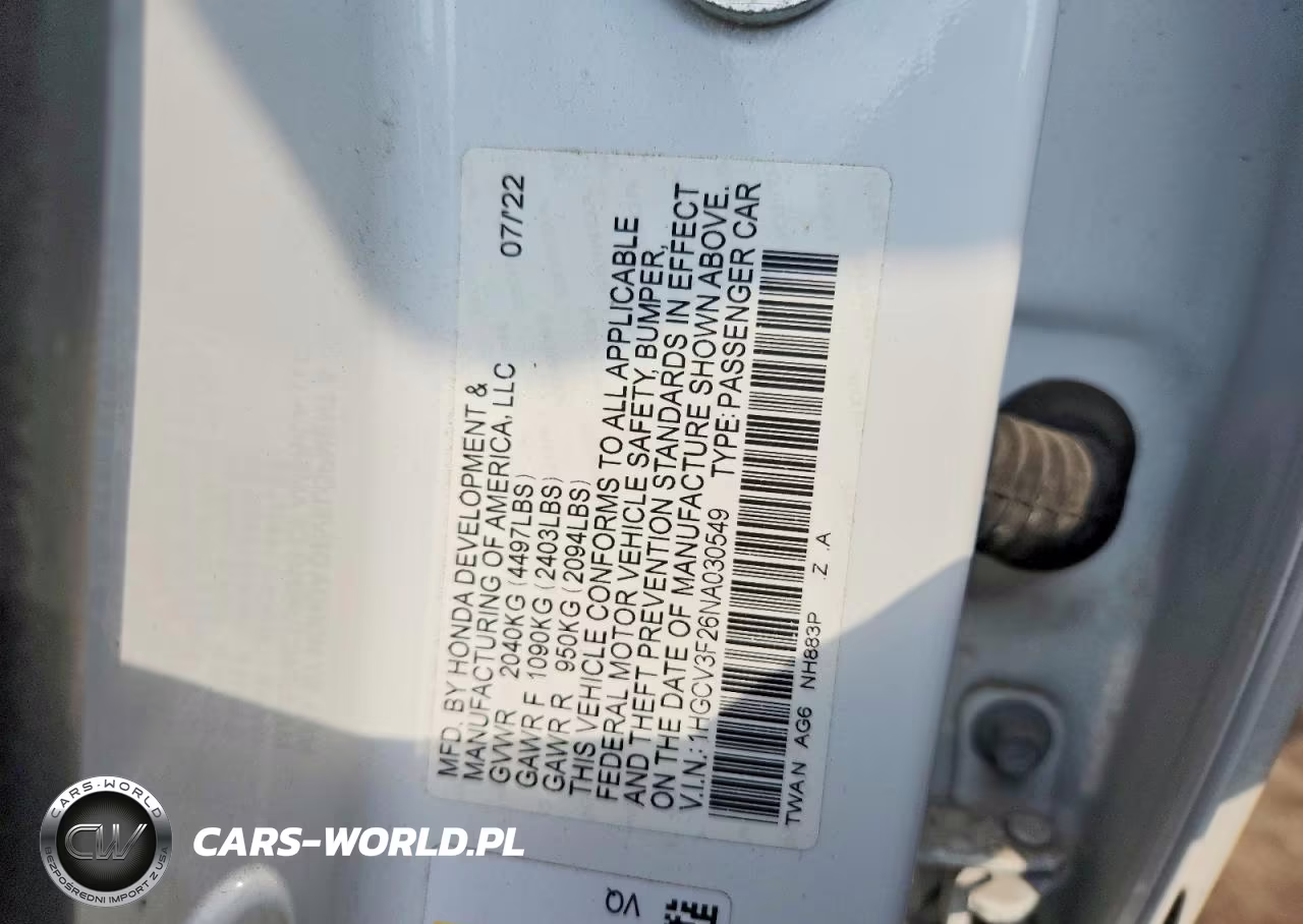 2022 Honda Accord Hybrid Sport VIN:1HGCV3F26NA030549 - 12