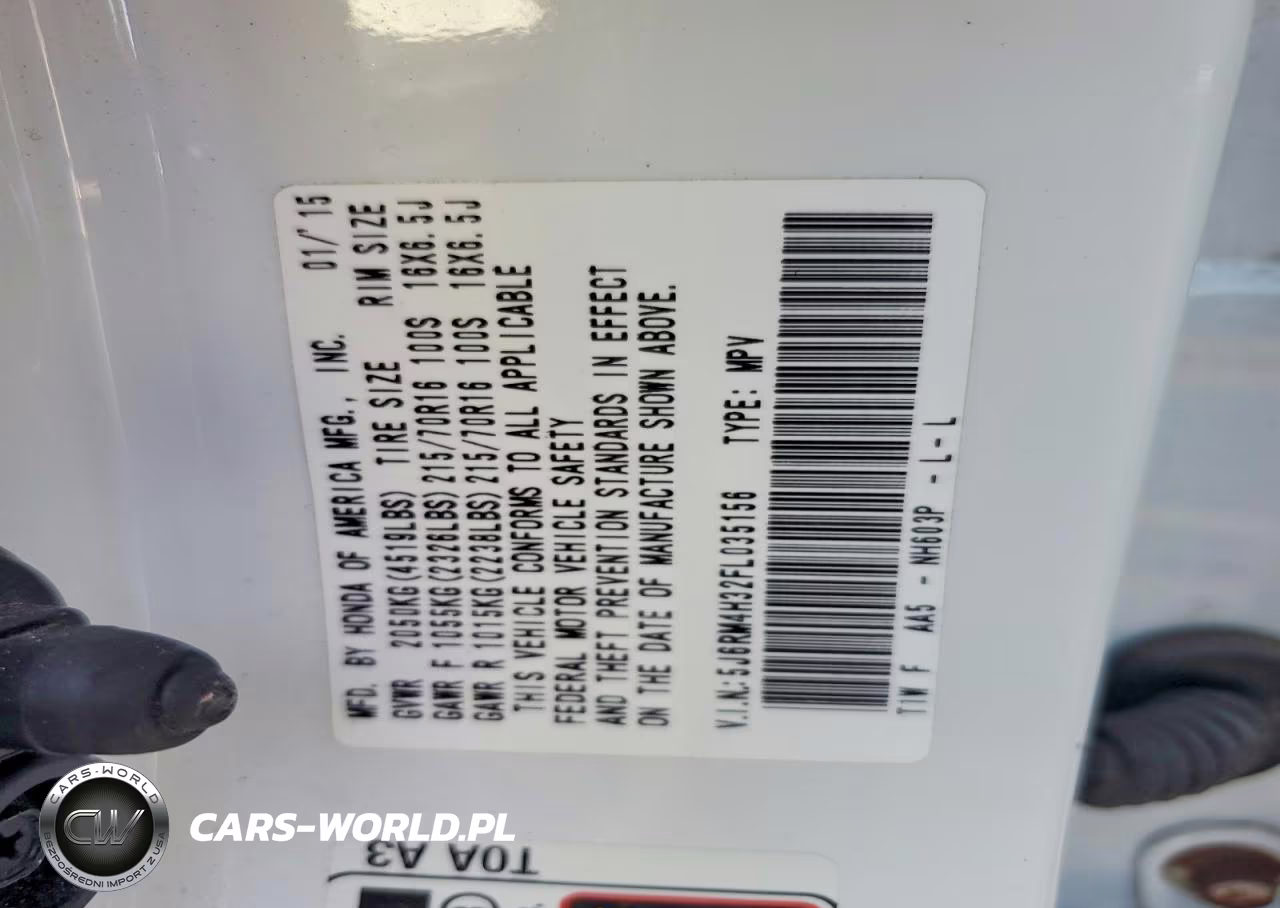 2015 Honda Cr-V Lx VIN:5J6RM4H32FL035156 - 12
