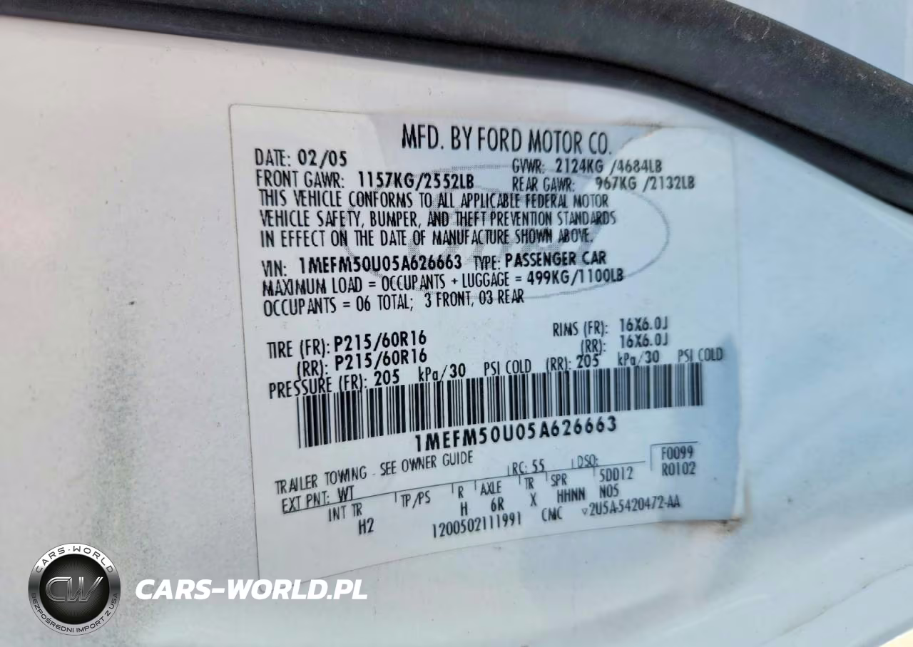 2005 Mercury Sable Gs VIN:1MEFM50U05A626663 - 12