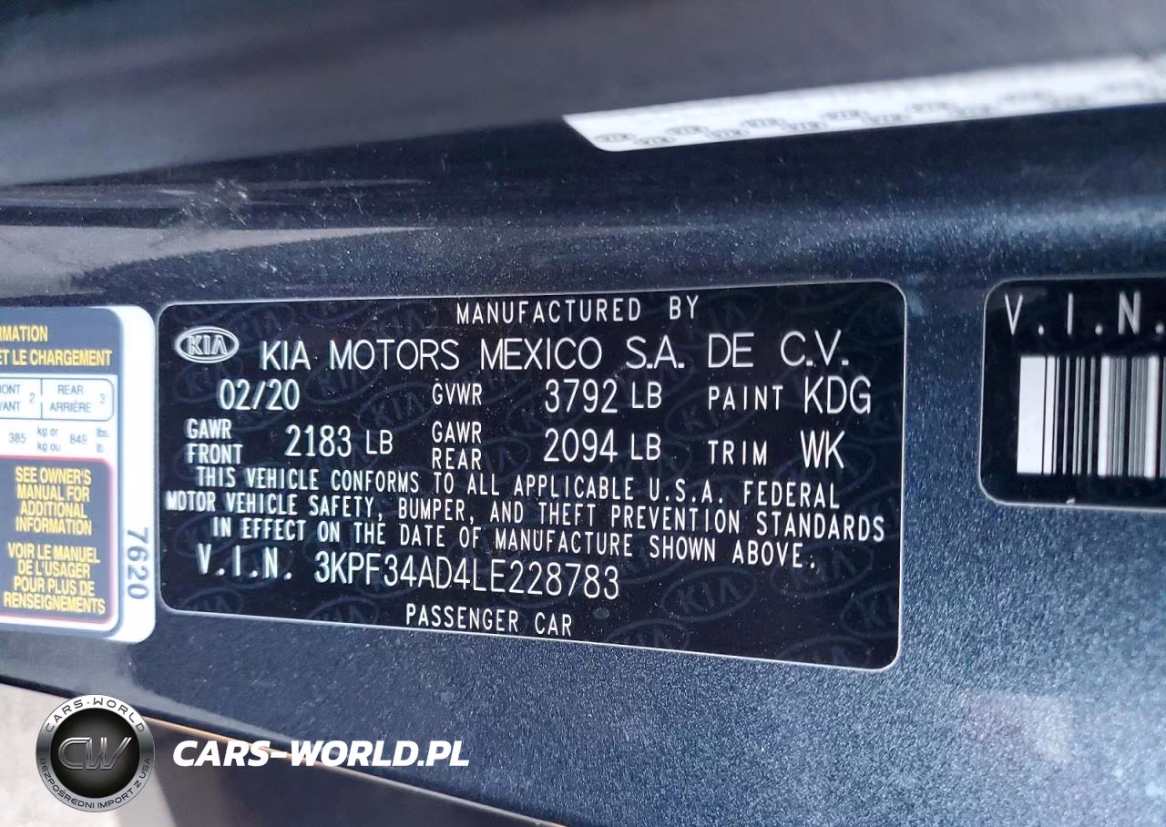 2020 Kia Forte Gt Line VIN:3KPF34AD4LE228783 - 12