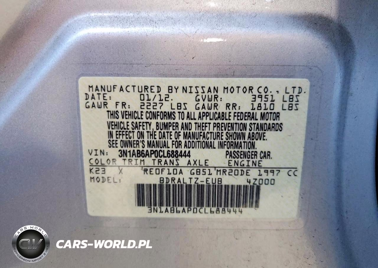 2012 Nissan Sentra 2.0 VIN:3N1AB6AP0CL688444 - 13