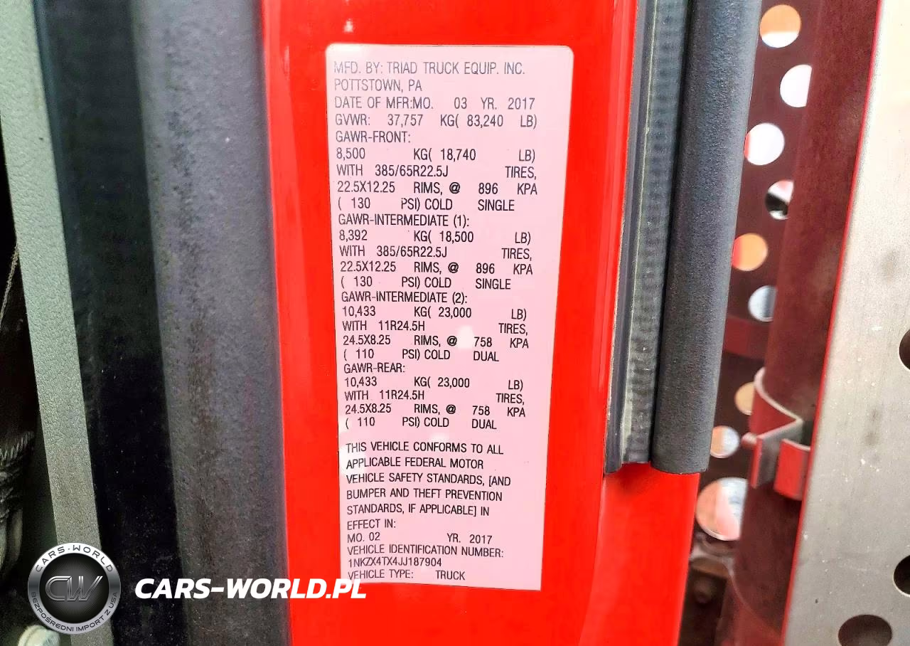 2018 Kenworth T880 Dump Truck VIN:1NKZX4TX4JJ187904 - 11