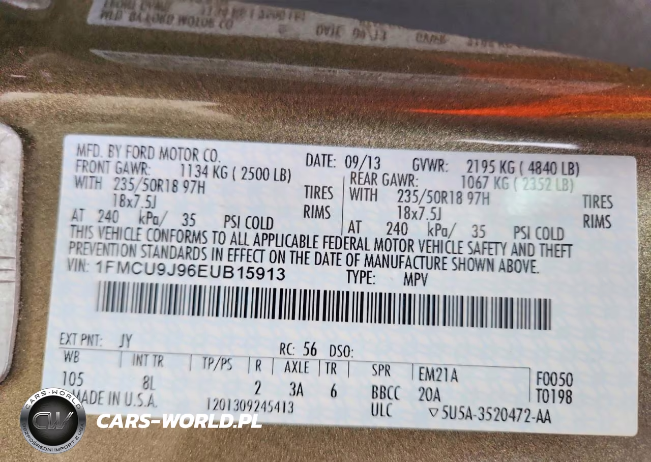 2014 Ford Escape Titanium VIN:1FMCU9J96EUB15913 - 13