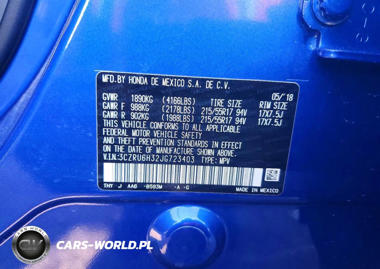 2018 Honda Hr-V Lx VIN:3CZRU6H32JG723403 - 13