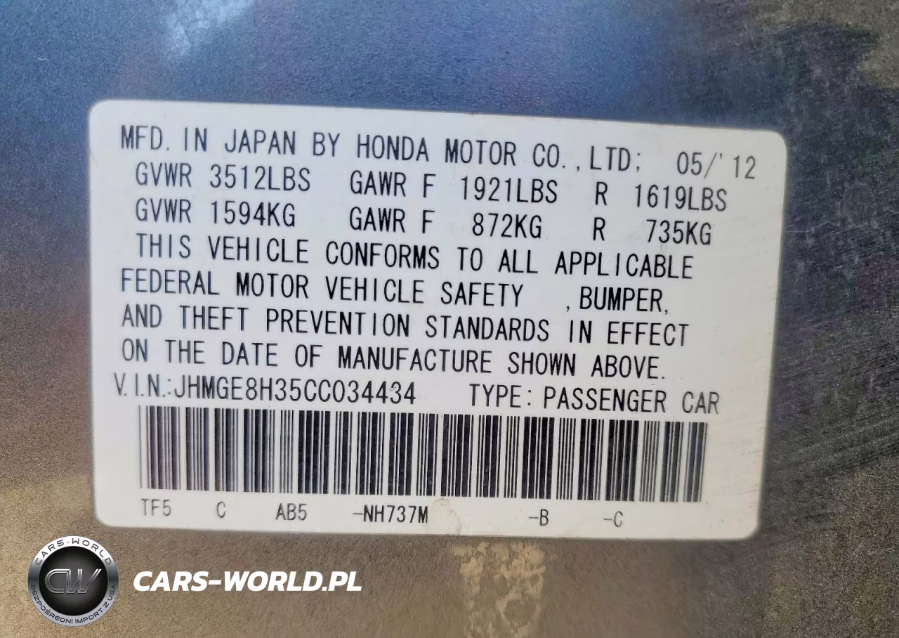 2012 Honda Fit VIN:JHMGE8H35CC034434 - 12