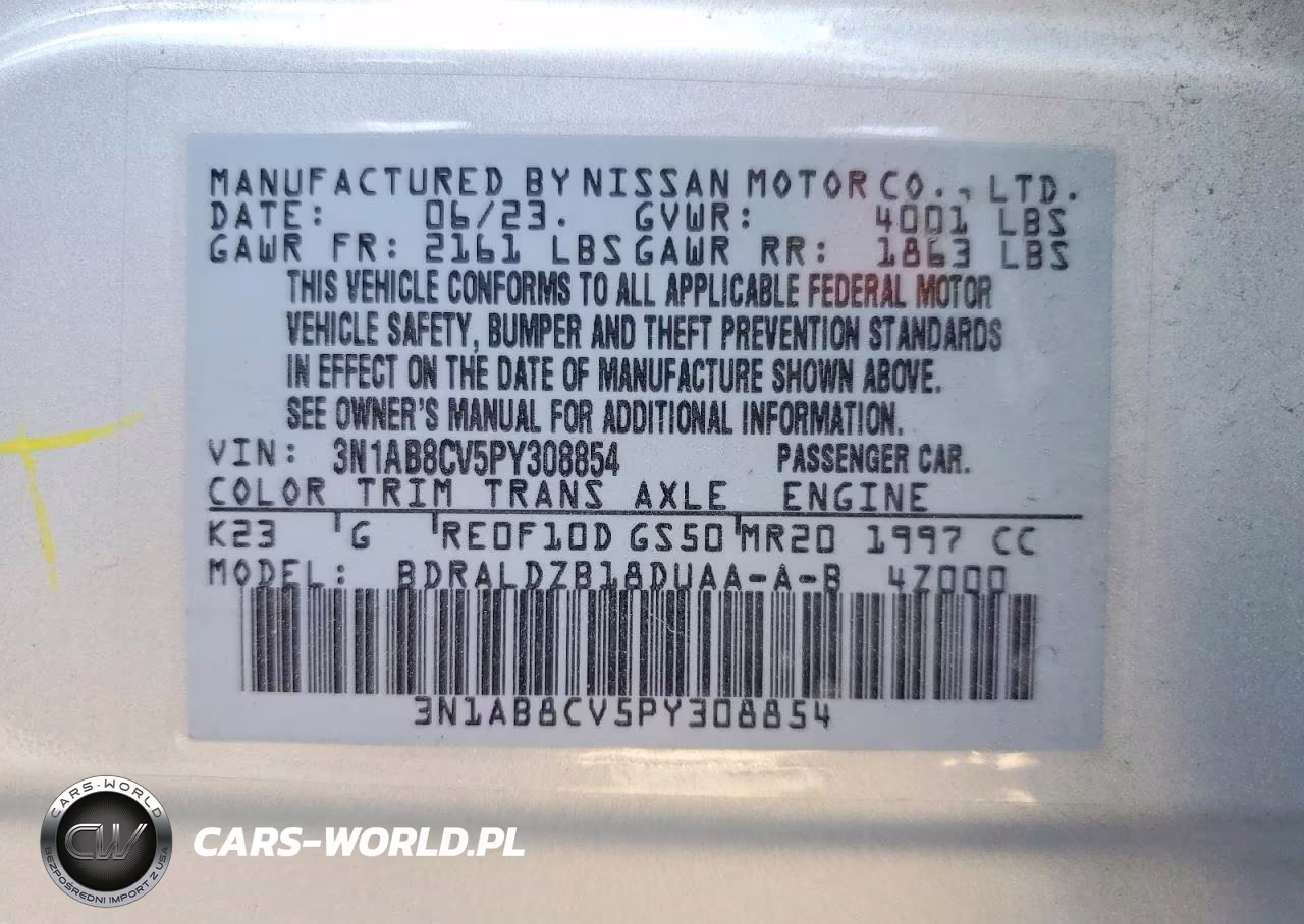 2023 Nissan Sentra Sv VIN:3N1AB8CV5PY308854 - 12