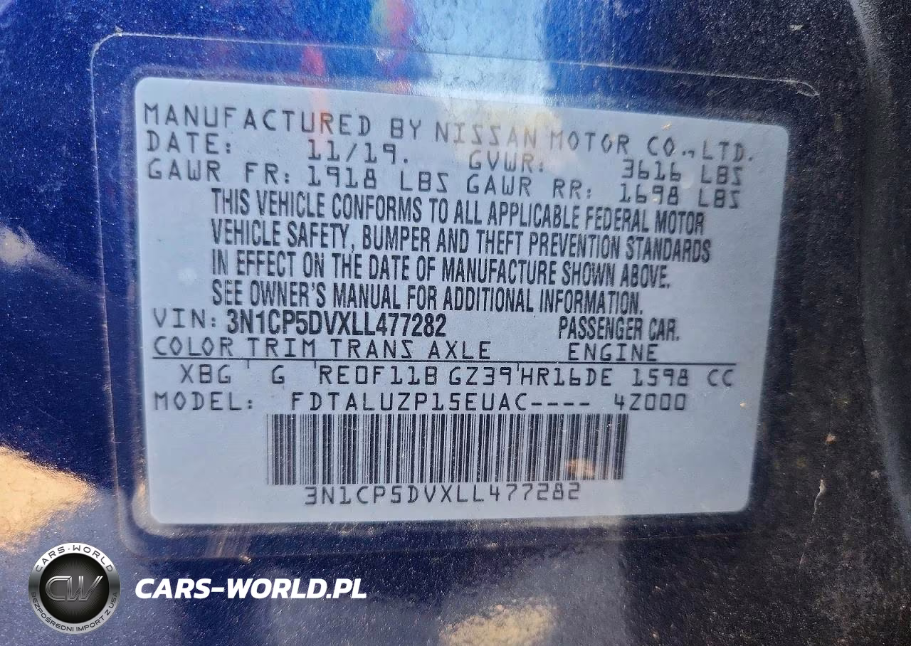 2020 Nissan Kicks Sr VIN:3N1CP5DVXLL477282 - 12