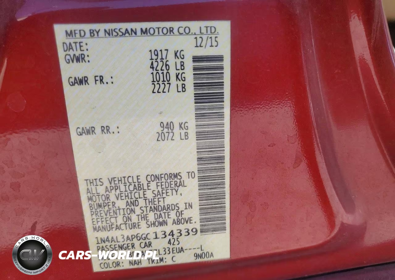 2016 Nissan Altima 2.5 Sl VIN:1N4AL3AP6GC134339 - 12