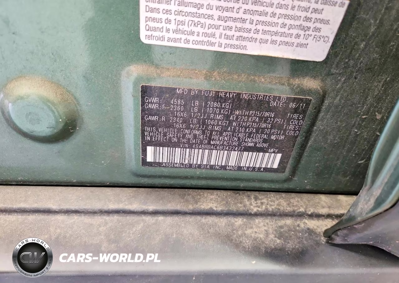 2011 Subaru Outback 2.5I VIN:4S4BRBAC6B3432477 - 14