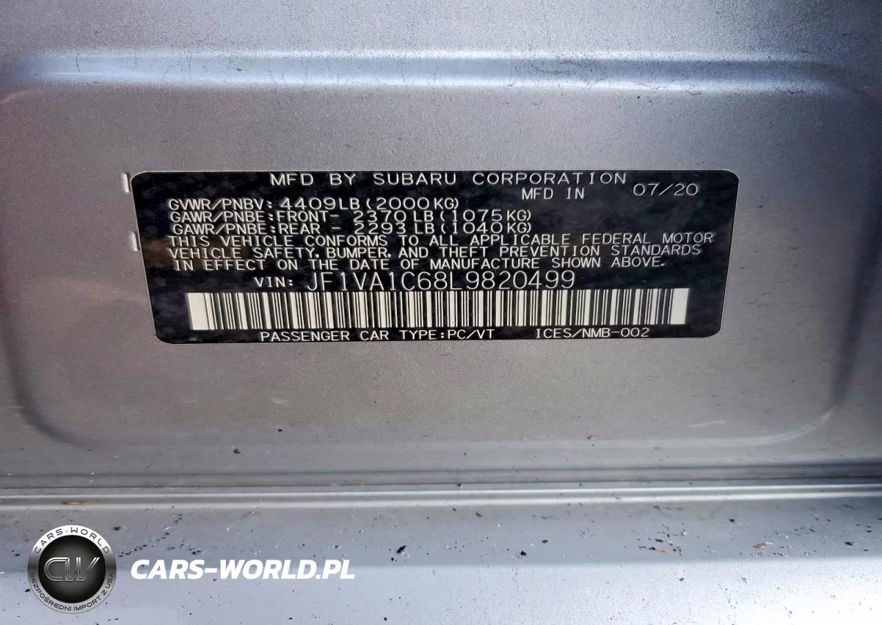 2020 Subaru Wrx Premium VIN:JF1VA1C68L9820499 - 13