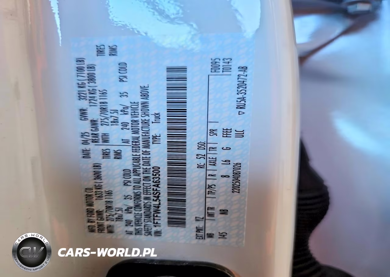 2025 Ford F150 Tremor VIN:1FTFW4L54SFA63500 - 12