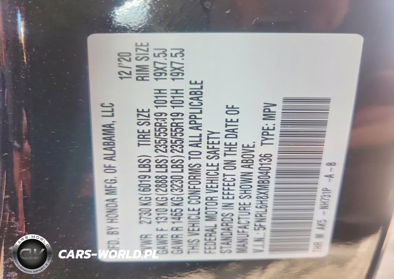 2021 Honda Odyssey Touring VIN:5FNRL6H8XMB040136 - 13