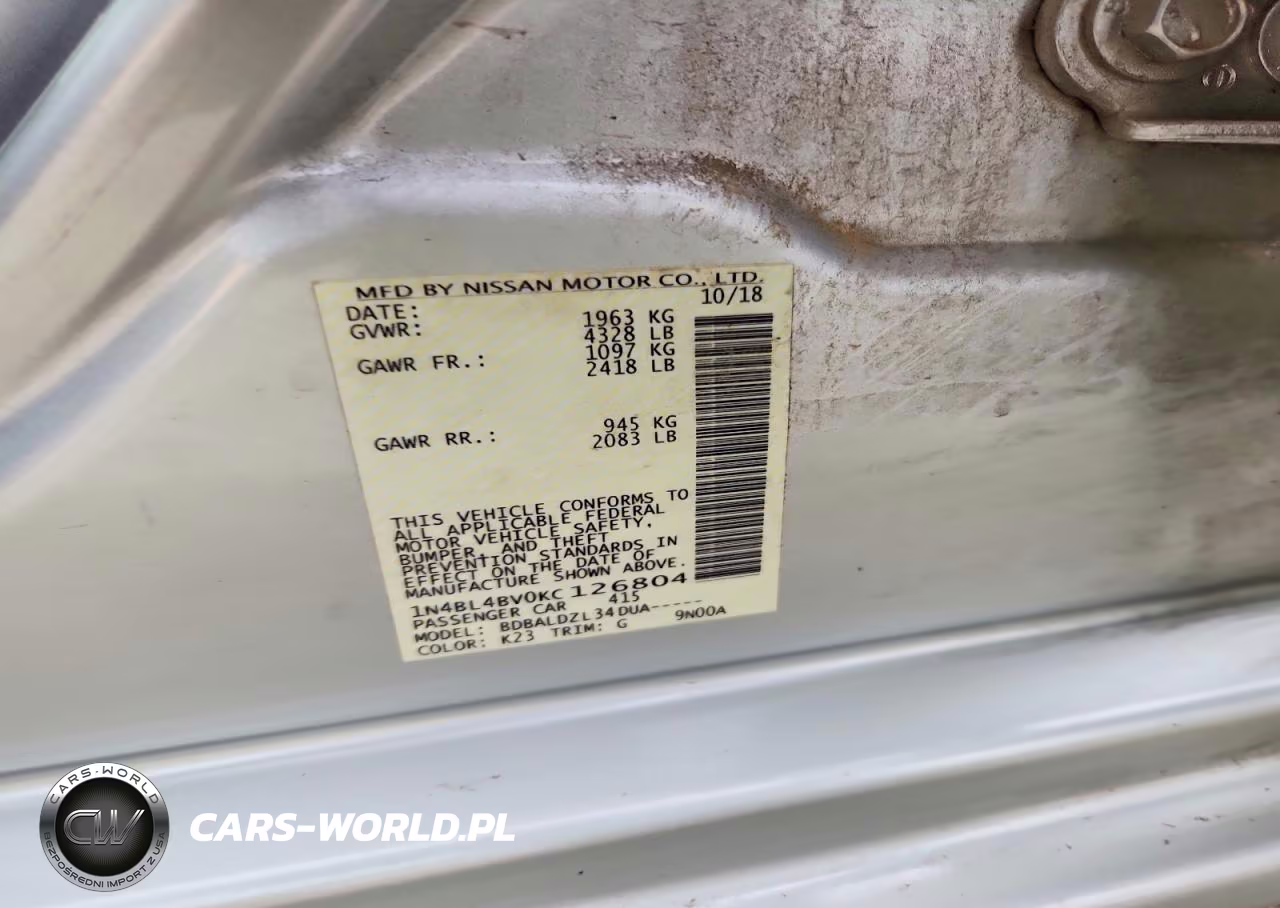 2019 Nissan Altima S VIN:1N4BL4BV0KC126804 - 12