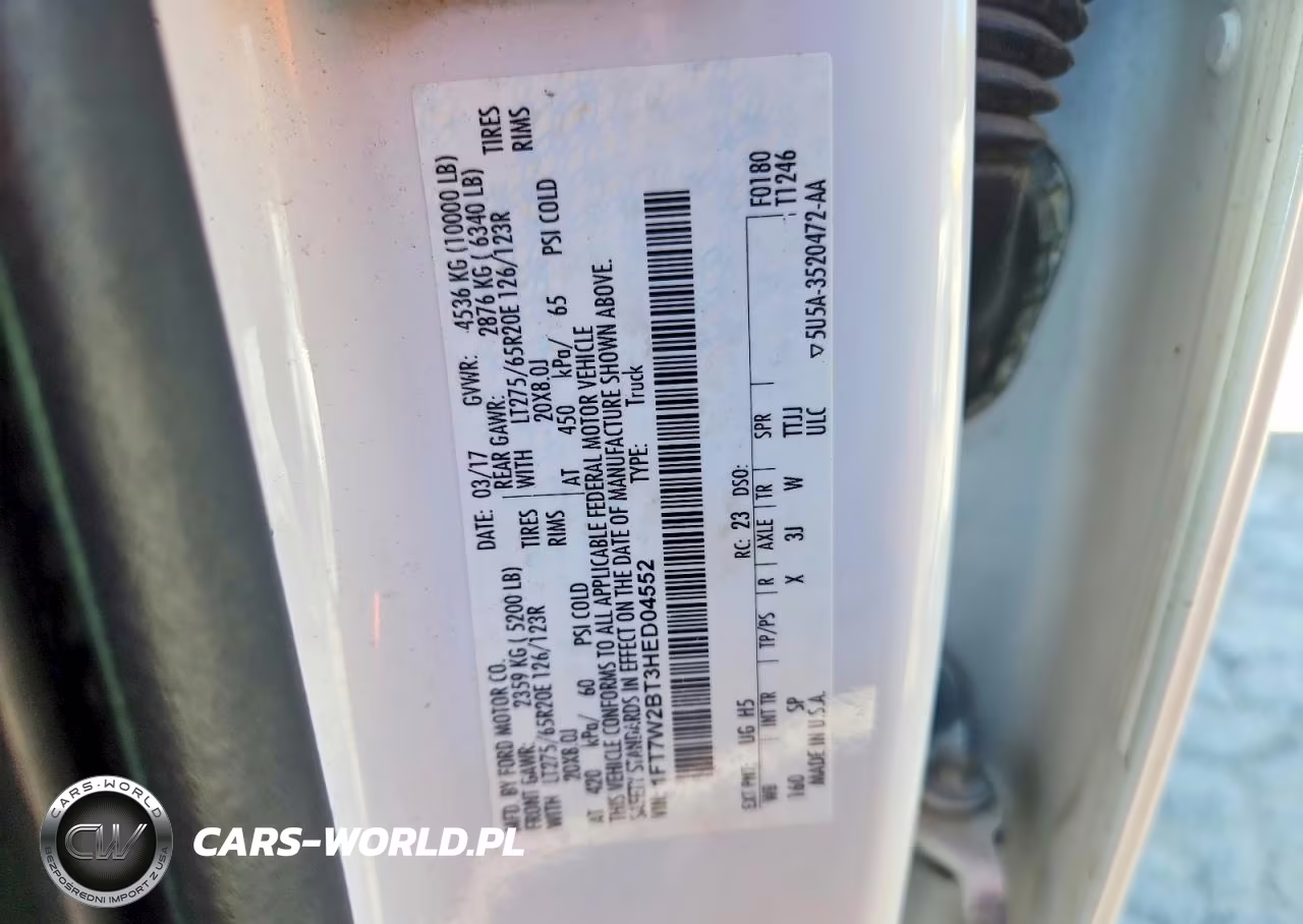 2017 Ford F250 Super Duty VIN:1FT7W2BT3HED04552 - 12