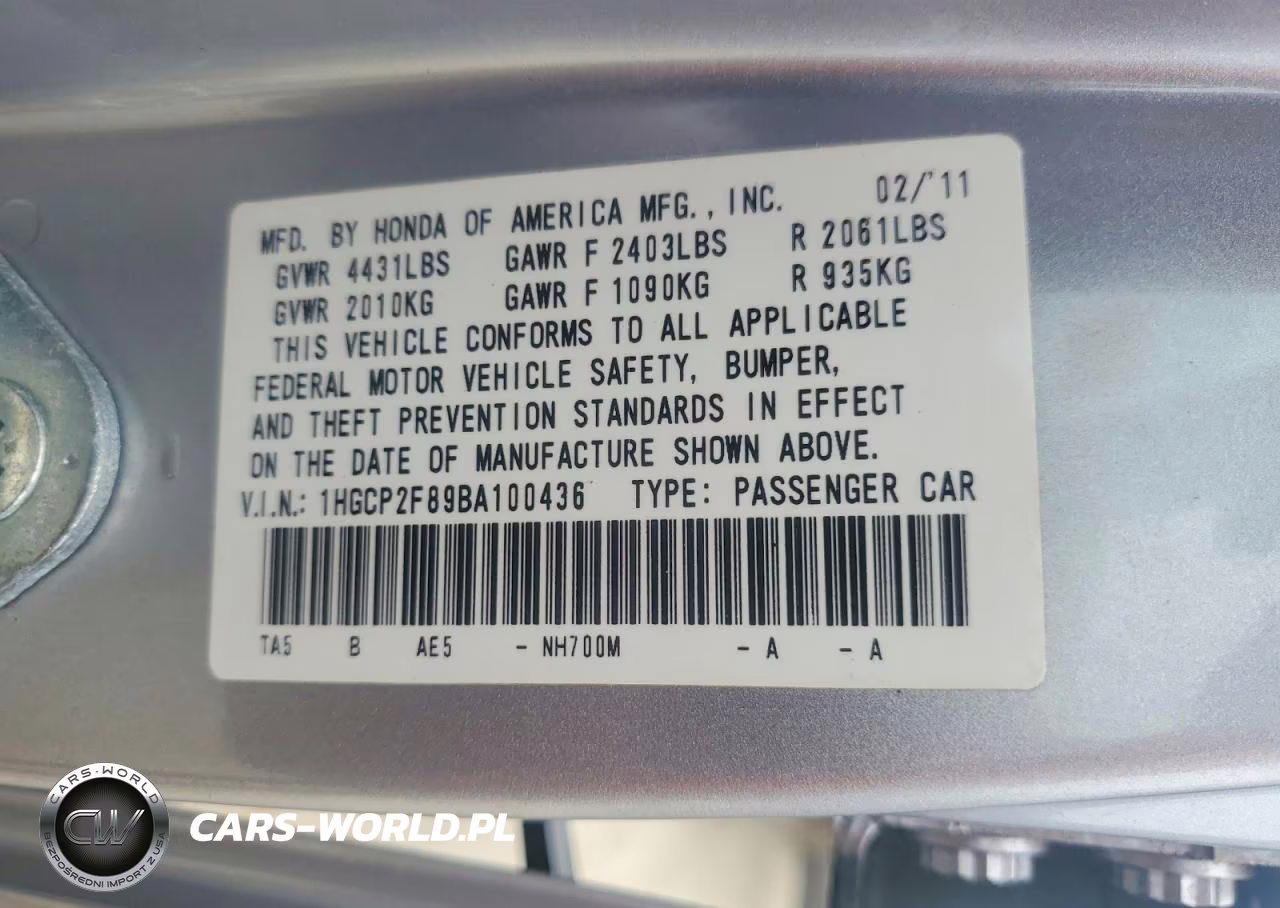 2011 Honda Accord Exl VIN:1HGCP2F89BA100436 - 12