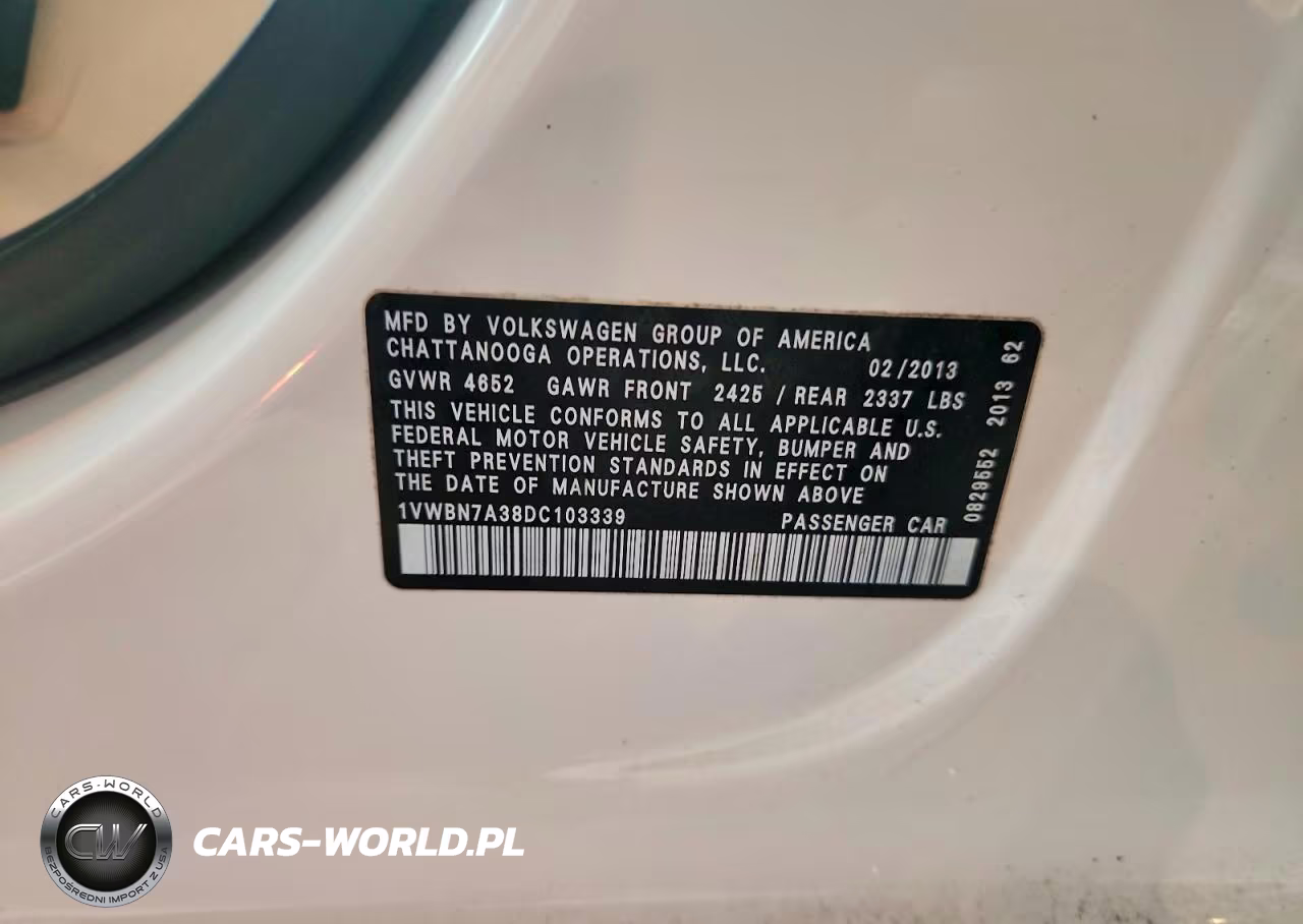 2013 Volkswagen Passat Se VIN:1VWBN7A38DC103339 - 12