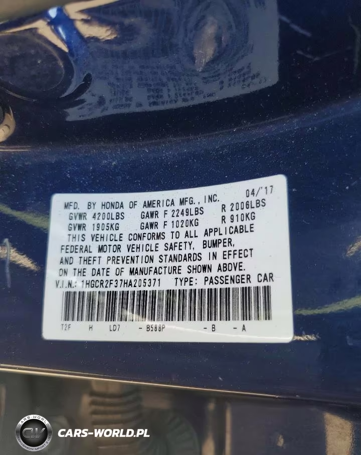 2017 Honda Accord Lx VIN:1HGCR2F37HA205371 - 13