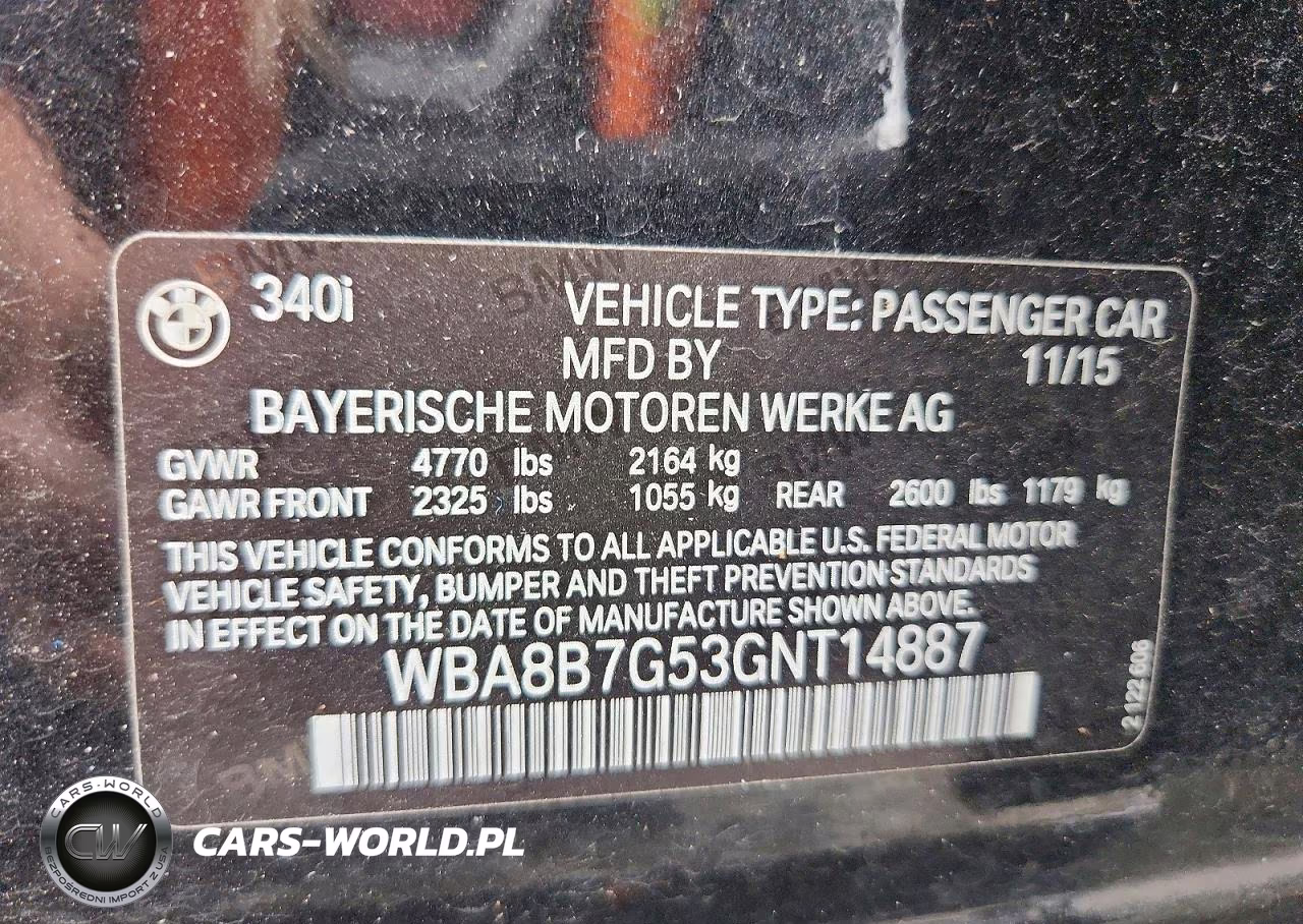 2016 BMW 340 Xi VIN:WBA8B7G53GNT14887 - 13