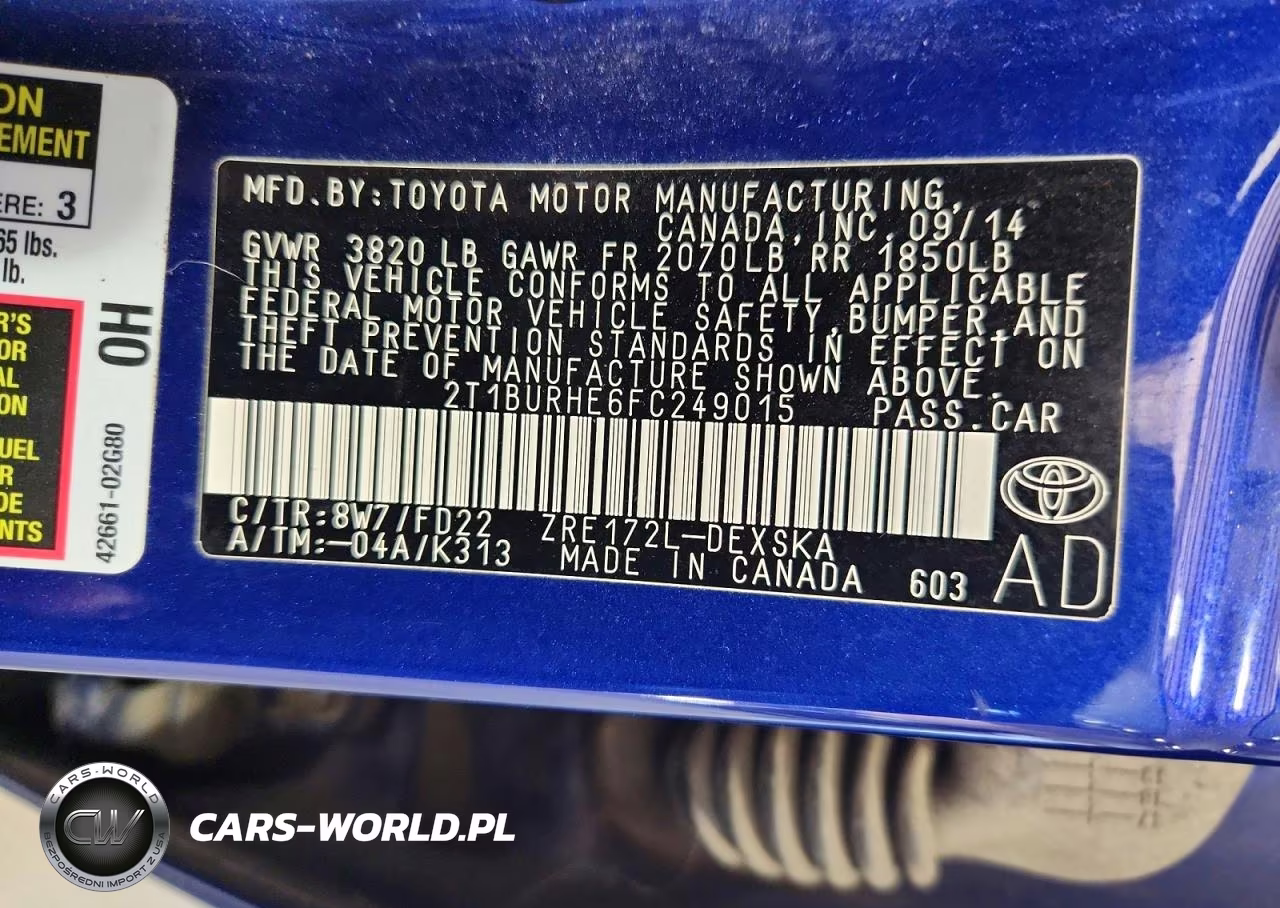 2015 Toyota Corolla S Plus VIN:2T1BURHE6FC249015 - 12