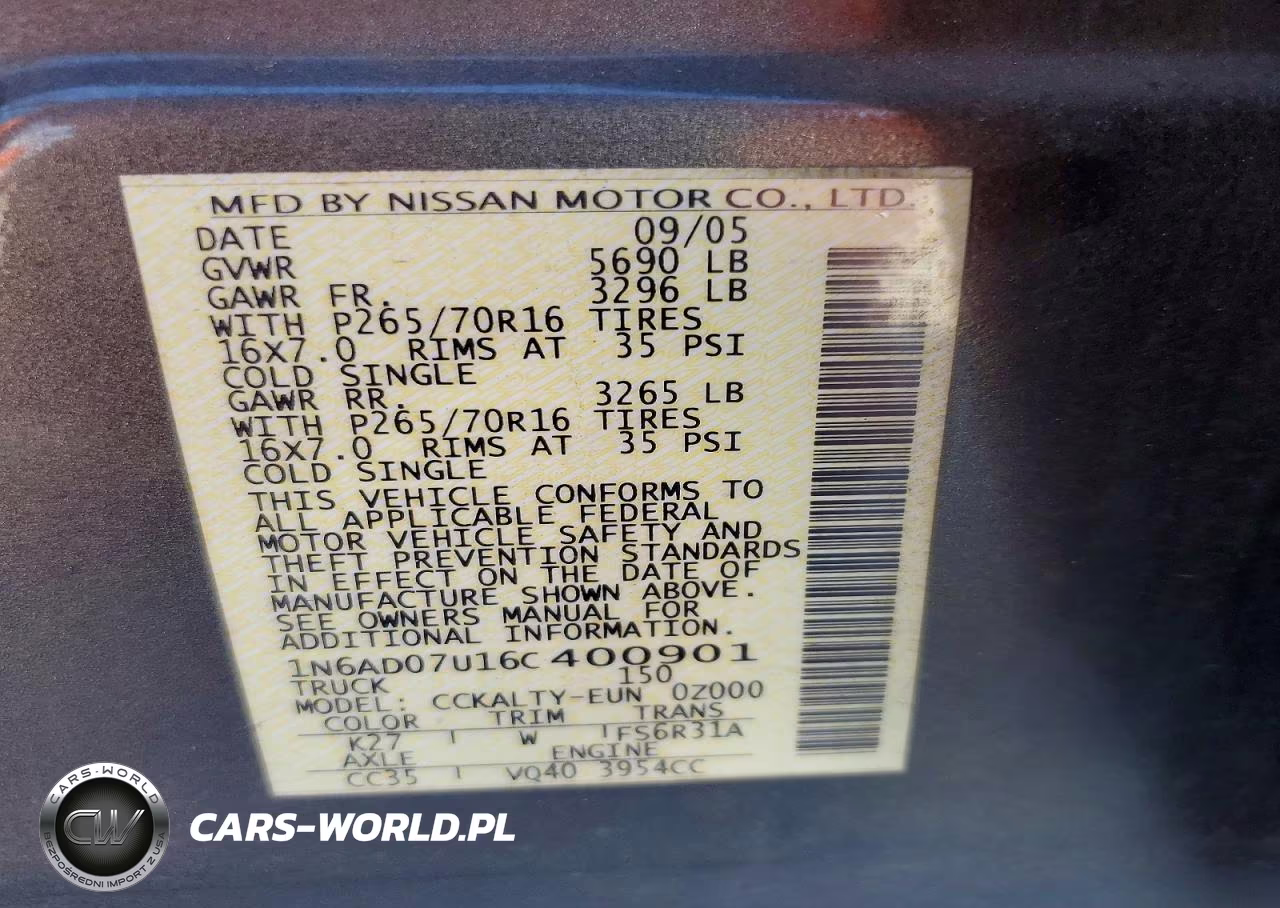 2006 Nissan Frontier Se VIN:1N6AD07U16C400901 - 12