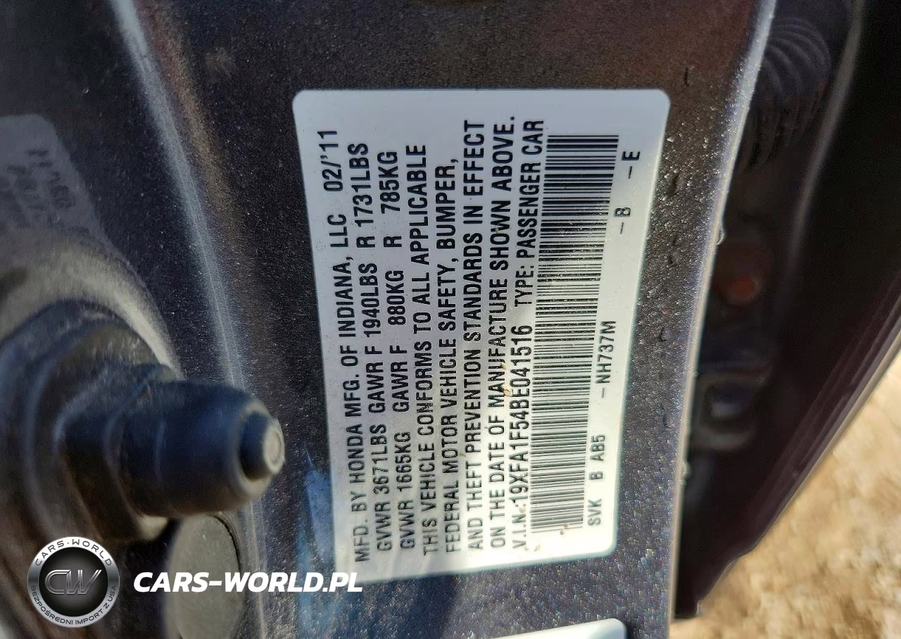 2011 Honda Civic Lx VIN:19XFA1F54BE041516 - 13