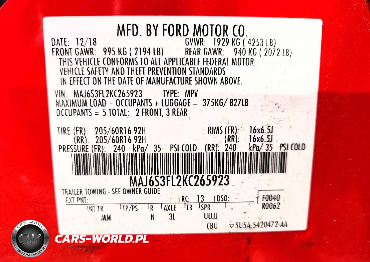 2019 Ford Ecosport S VIN:MAJ6S3FL2KC265923 - 13