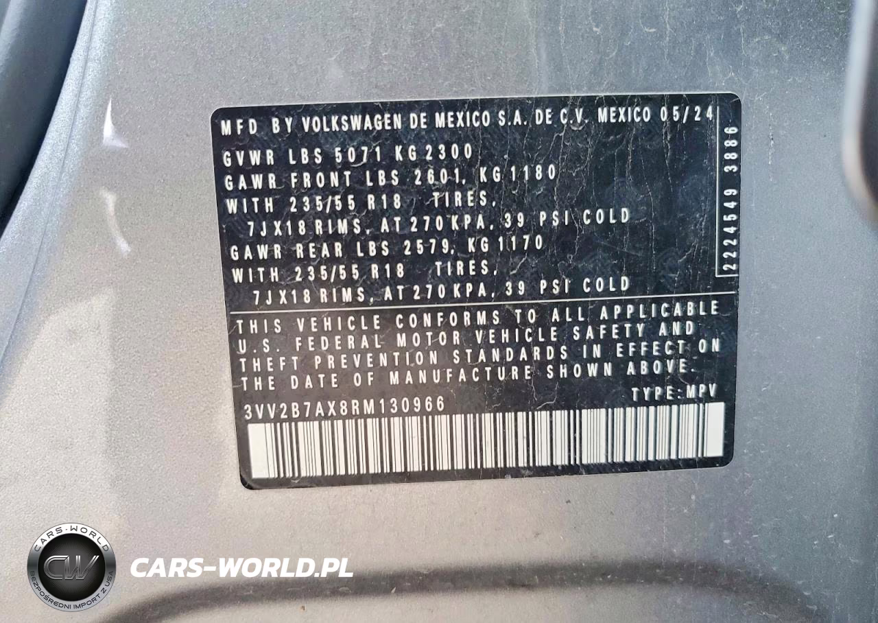 2024 Volkswagen Tiguan Se VIN:3VV2B7AX8RM130966 - 14