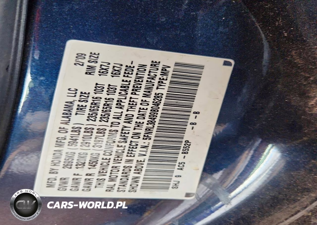 2009 Honda Odyssey Ex VIN:5FNRL38499B046285 - 14