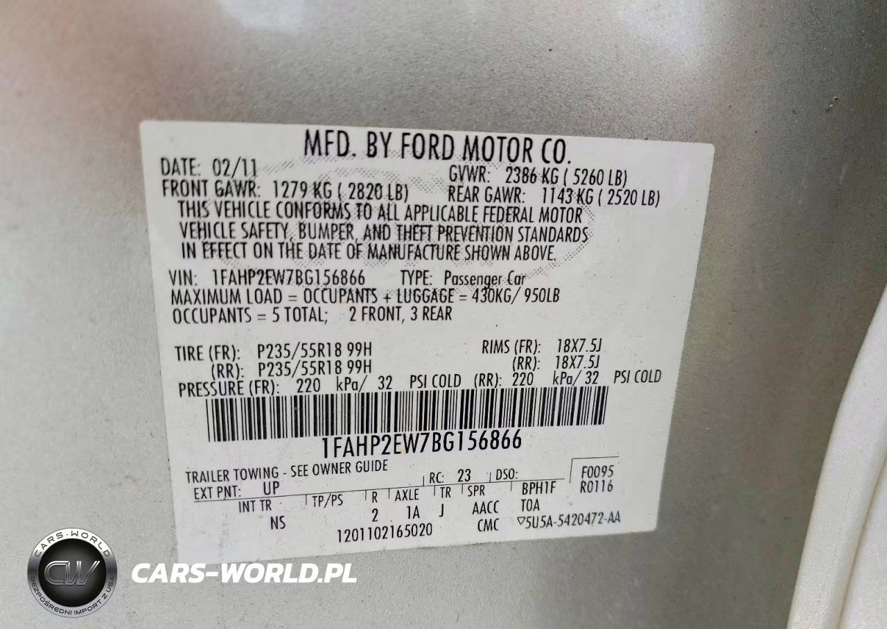 2011 Ford Taurus Sel VIN:1FAHP2EW7BG156866 - 12
