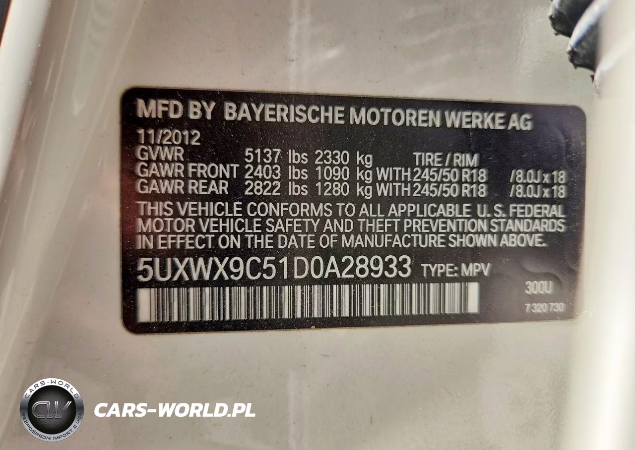 BMW X3 XDRIVE2 VIN:5UXWX9C51D0A28933 - 13