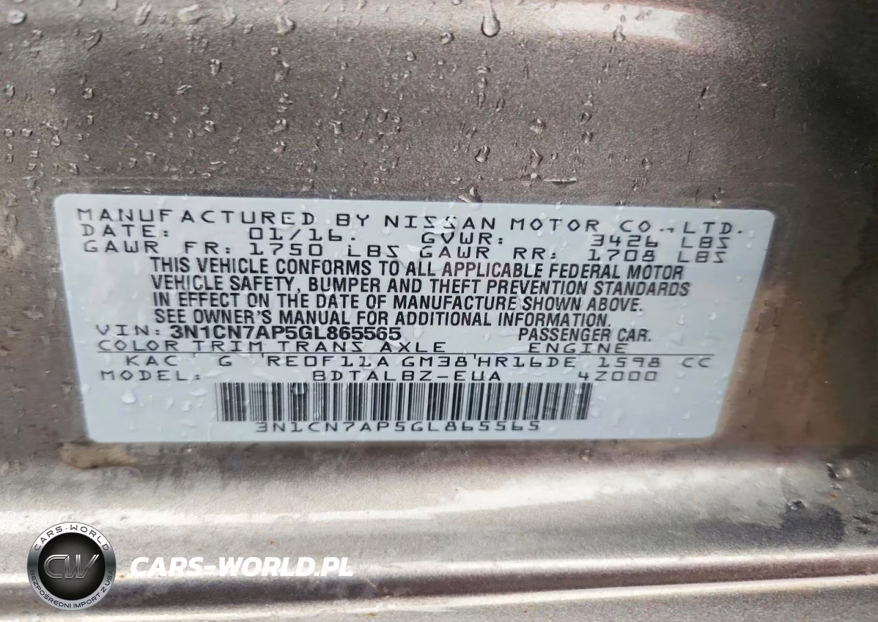 2016 Nissan Versa 1.6 Sv VIN:3N1CN7AP5GL865565 - 12