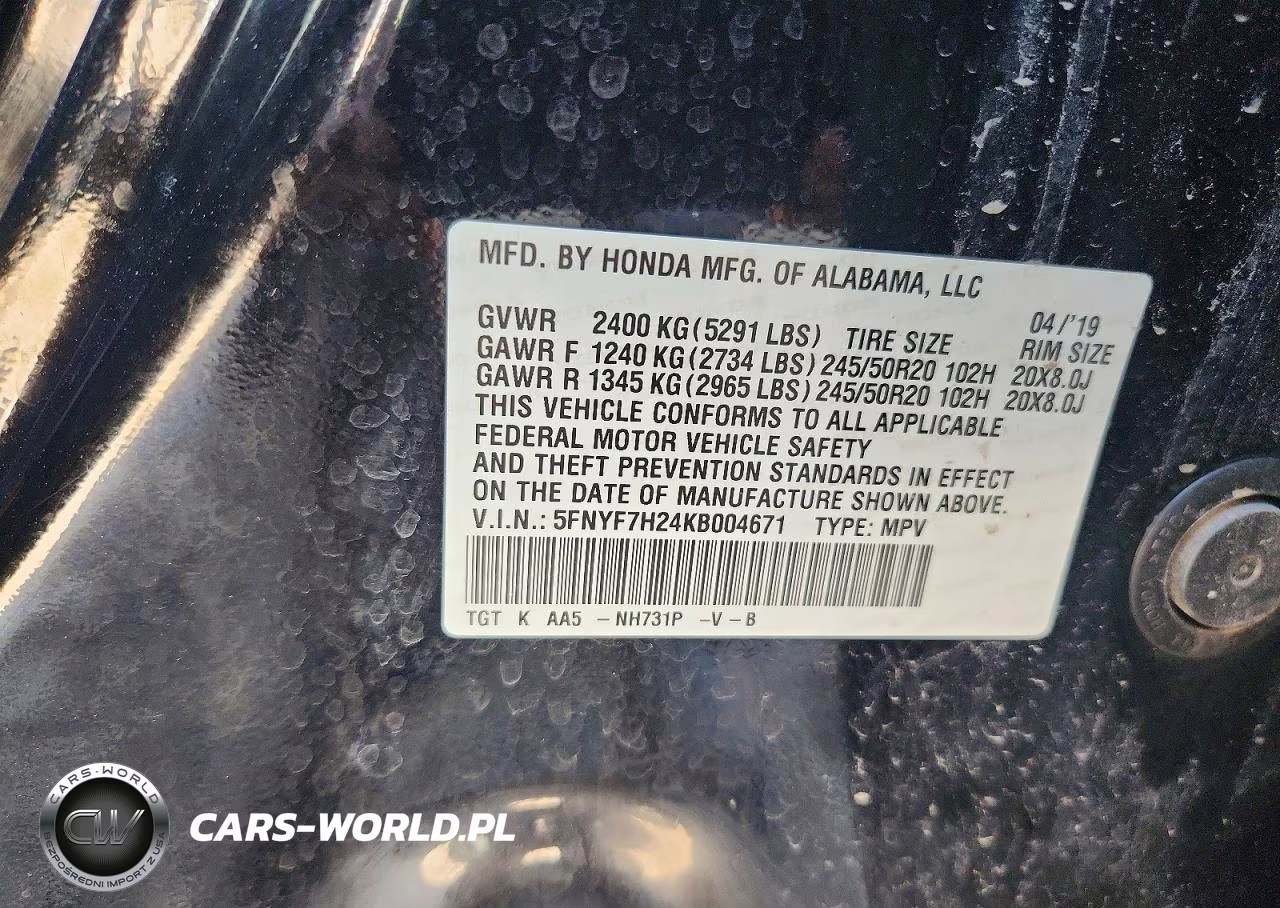 2019 Honda Passport Sport VIN:5FNYF7H24KB004671 - 13
