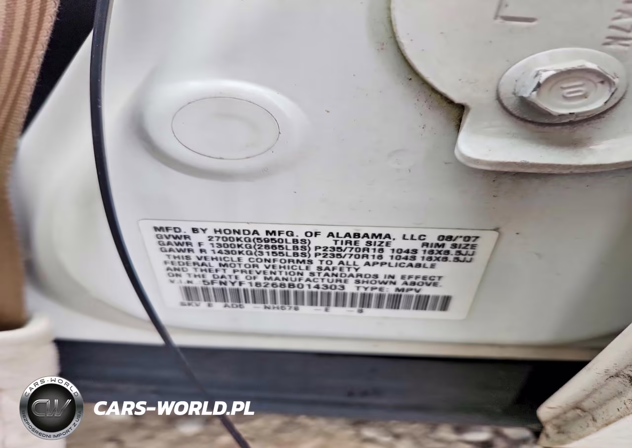 2008 Honda Pilot VIN:5FNYF18268B014303 - 13