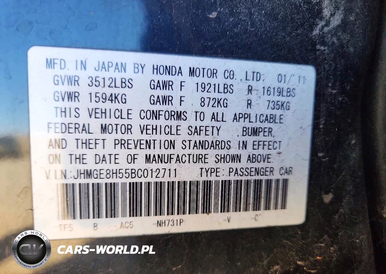 2011 Honda Fit Sport VIN:JHMGE8H55BC012711 - 12