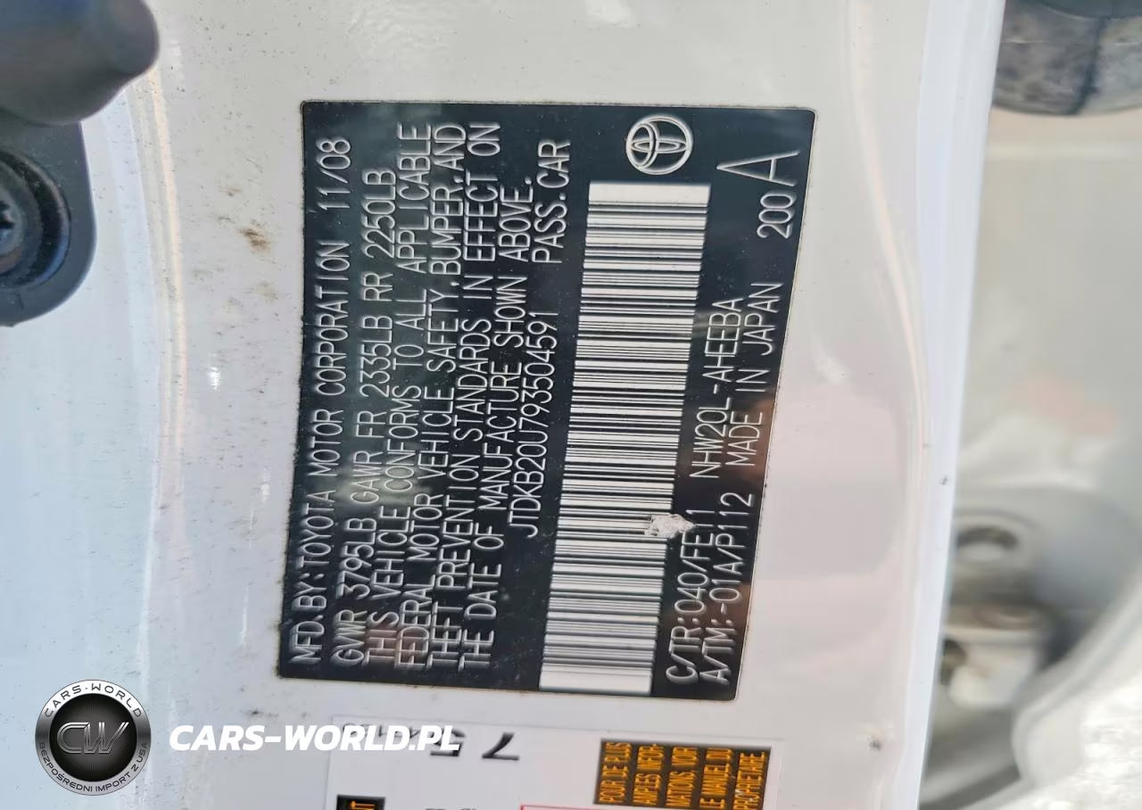 2009 Toyota Prius Base VIN:JTDKB20U793504591 - 12