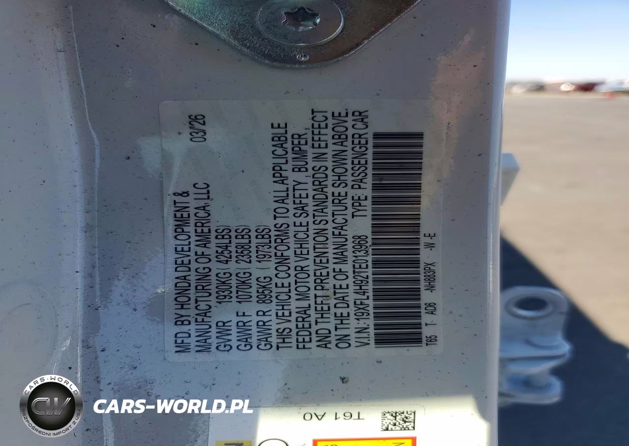 2026 Honda Civic Sport Touring VIN:19XFL4H92TE013968 - 12