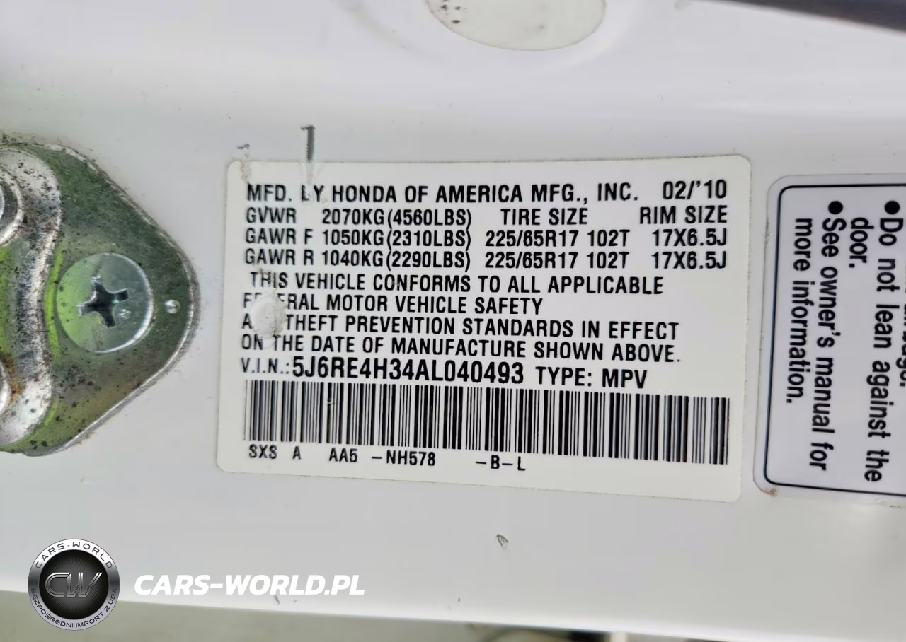 2010 Honda Cr-V Lx VIN:5J6RE4H34AL040493 - 13