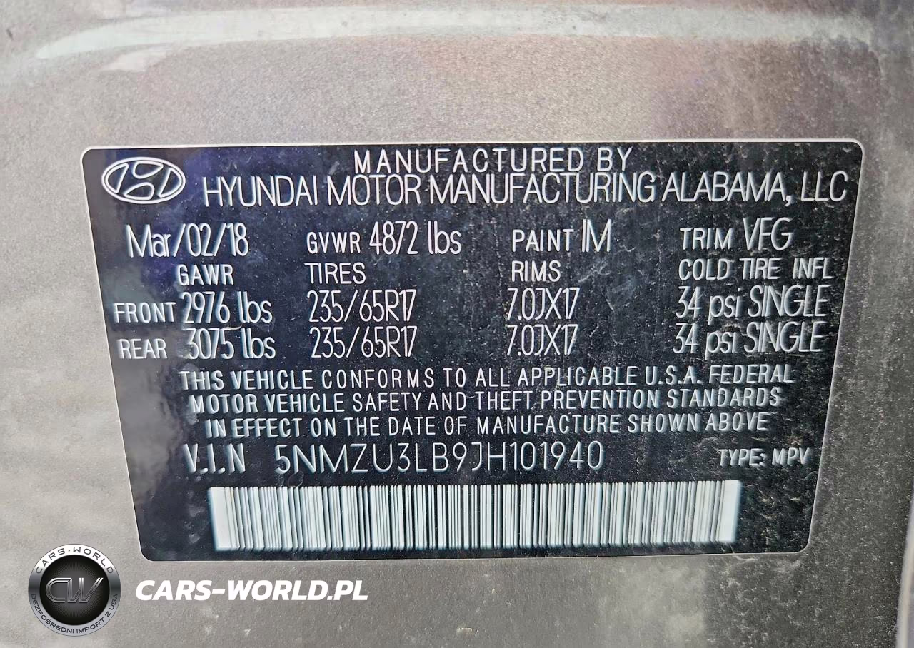2018 Hyundai Santa Fe Sport 2.4L VIN:5NMZU3LB9JH101940 - 14