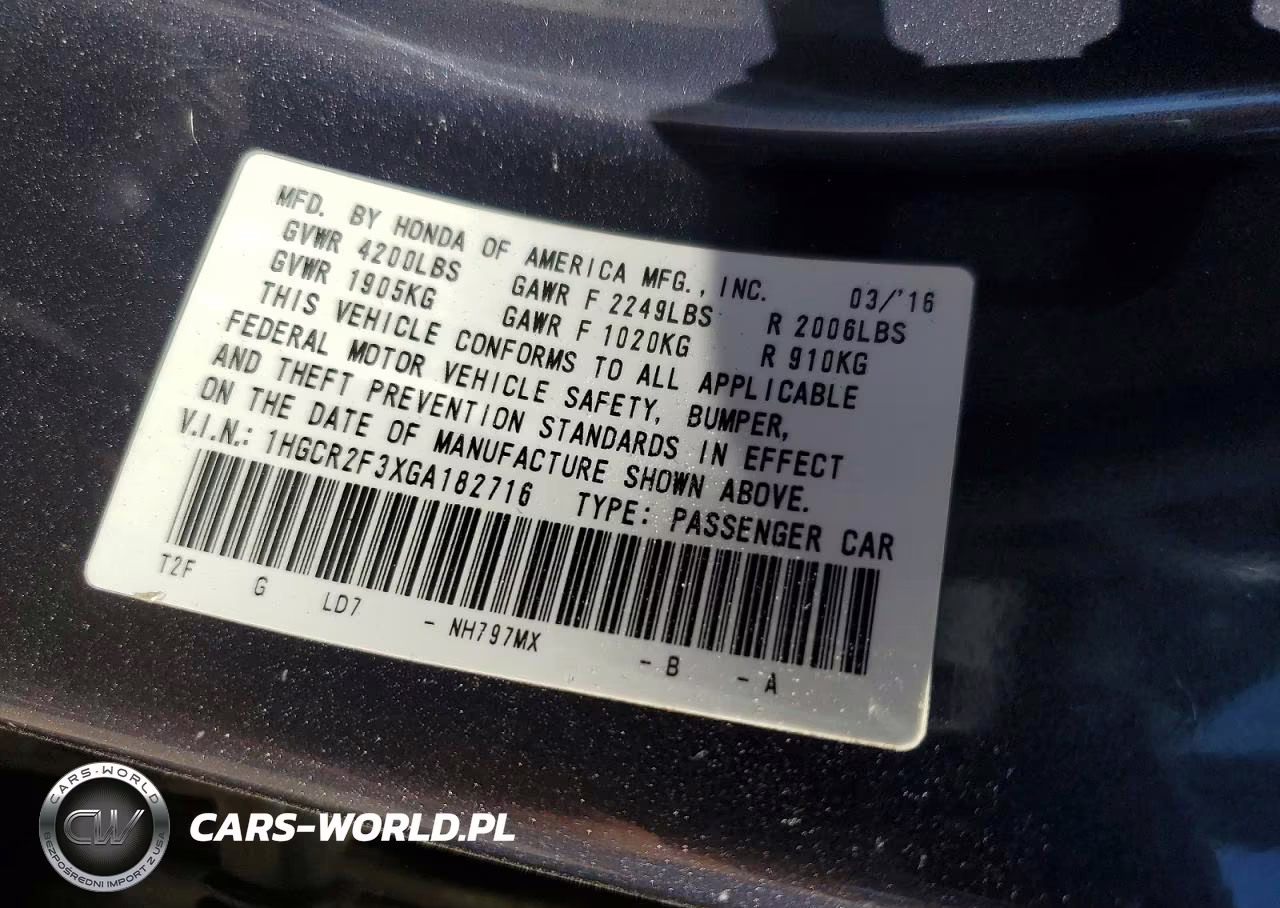 2016 Honda Accord Lx VIN:1HGCR2F3XGA182716 - 12