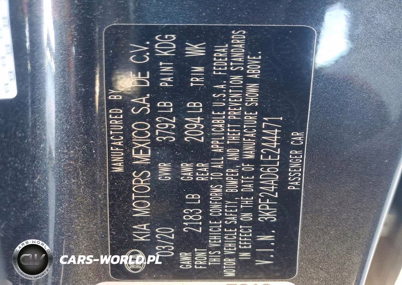 2020 Kia Forte Lxs VIN:3KPF24AD6LE244471 - 12