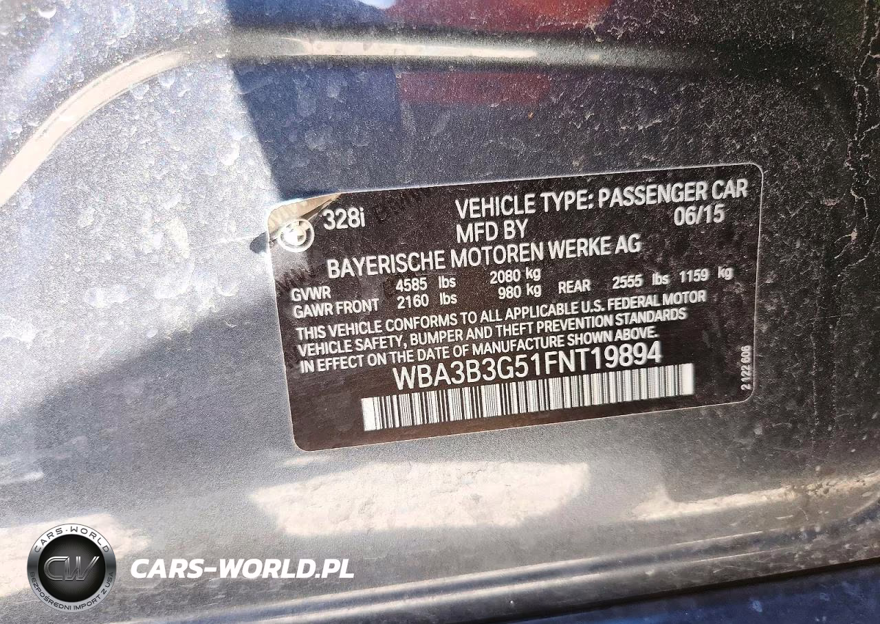 2015 BMW 328 Xi VIN:WBA3B3G51FNT19894 - 12