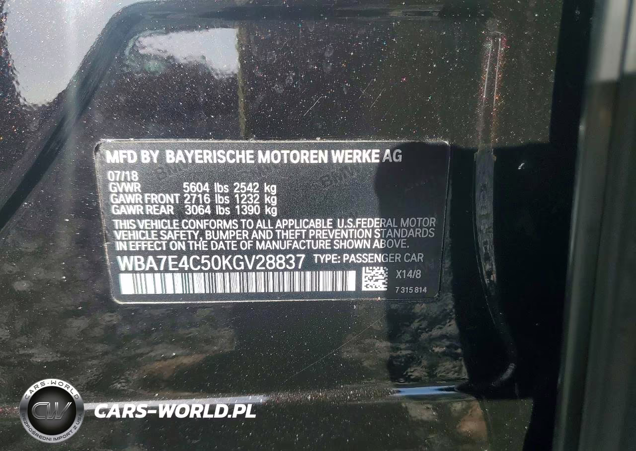 2019 BMW 740 Xi VIN:WBA7E4C50KGV28837 - 12