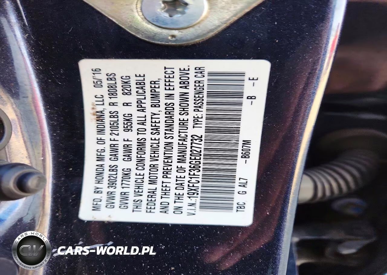 2016 Honda Civic Ex VIN:19XFC1F36GE027732 - 12