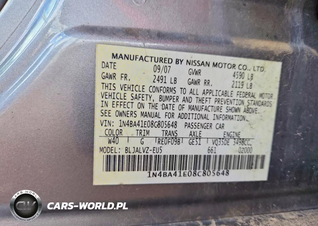 2008 Nissan Maxima 3.5 Se VIN:1N4BA41E08C805648 - 13