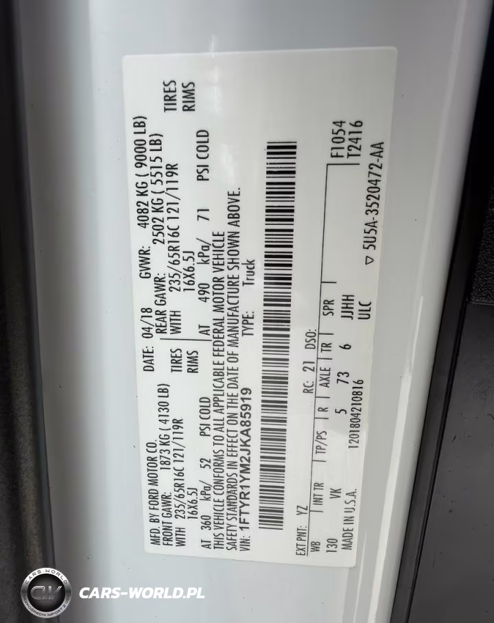 2018 Ford Transit T-250 VIN:1FTYR1YM2JKA85919 - 10