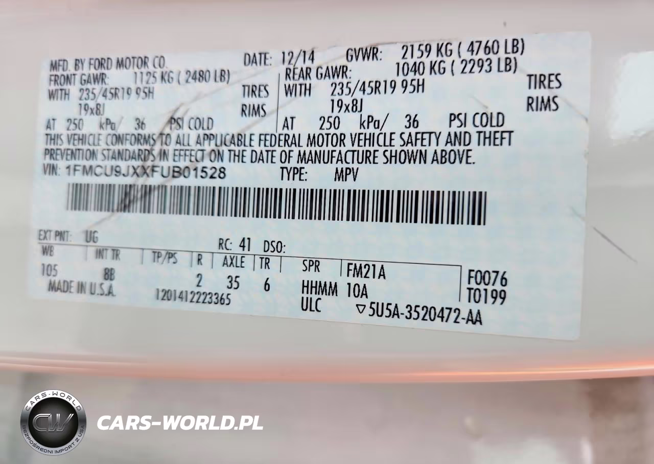 2015 Ford Escape Titanium VIN:1FMCU9JXXFUB01528 - 13