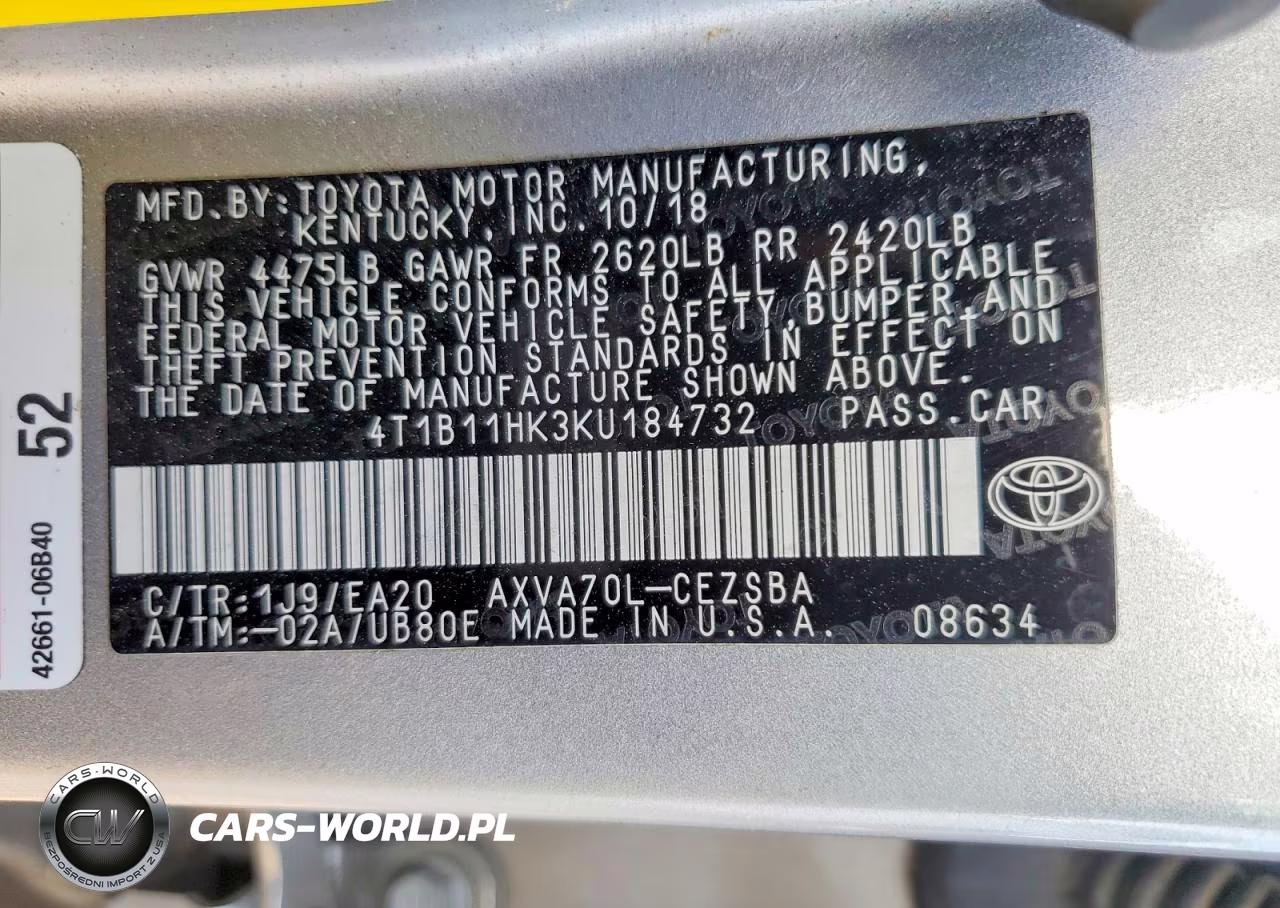 2019 Toyota Camry Se VIN:4T1B11HK3KU184732 - 13