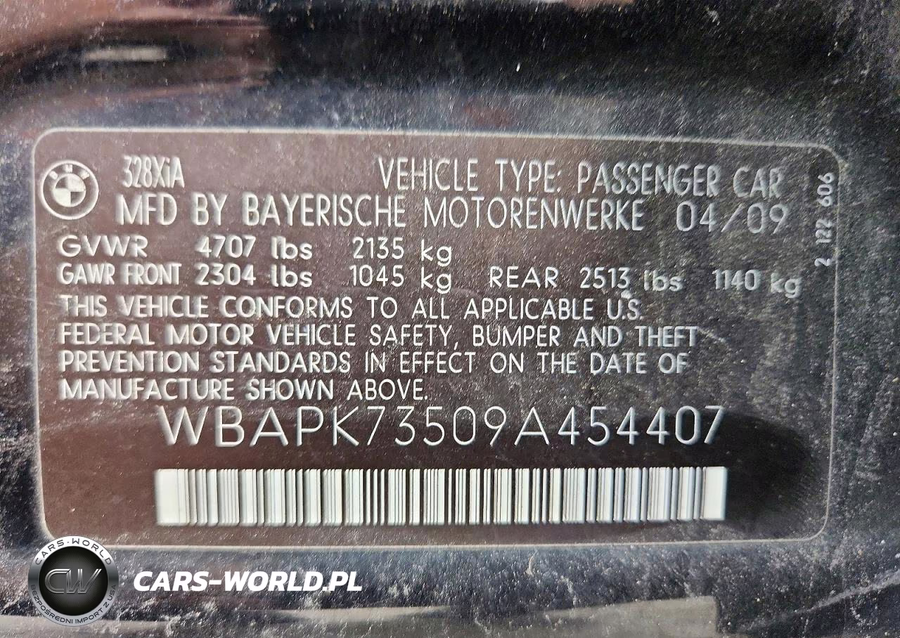 2009 BMW 328 Xi VIN:WBAPK73509A454407 - 12