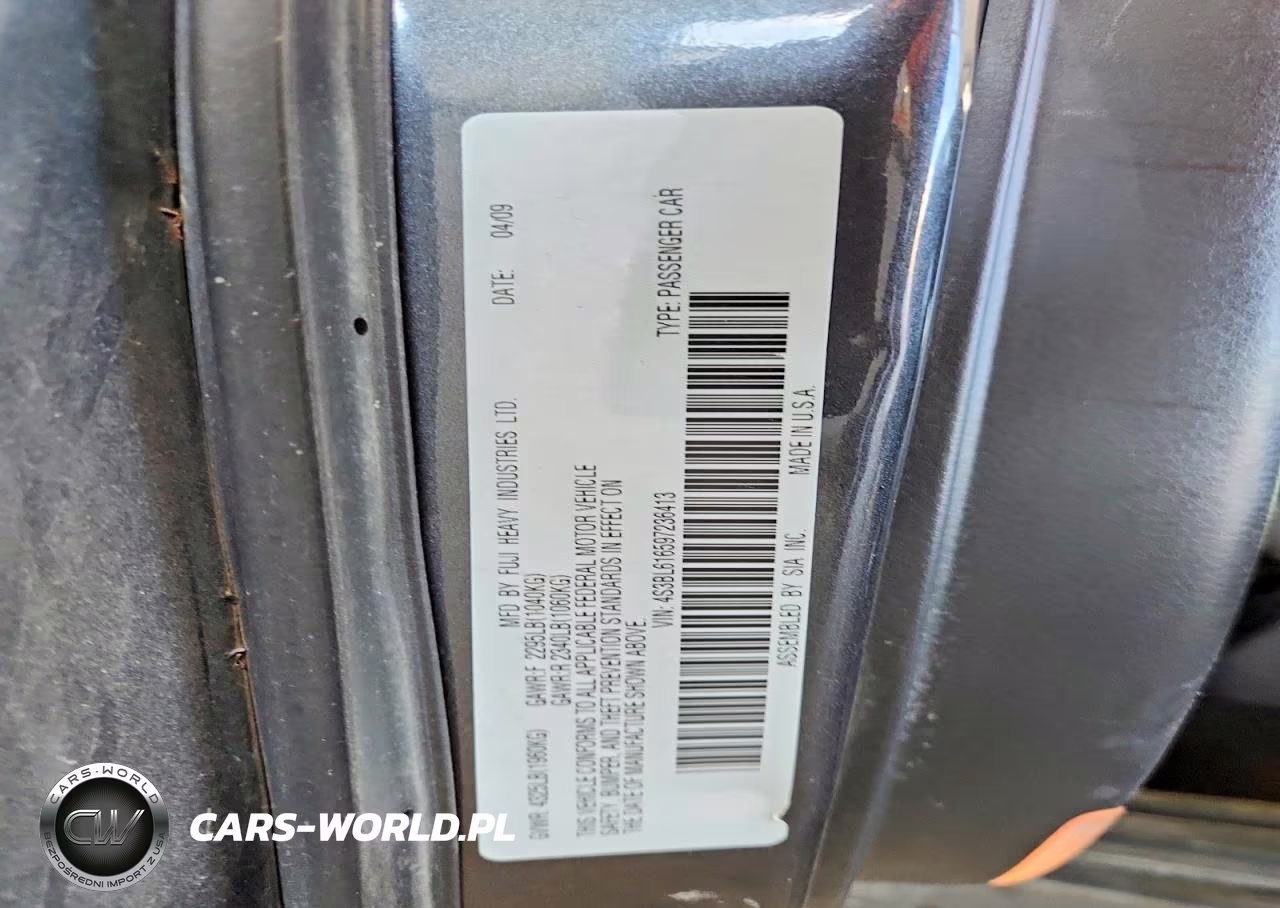 2009 Subaru Legacy 2.5I VIN:4S3BL616597236413 - 12
