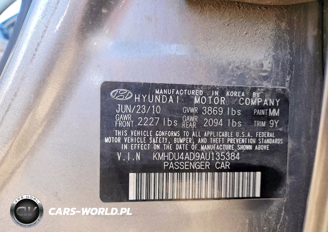 2010 Hyundai Elantra Gls VIN:KMHDU4AD9AU135384 - 12